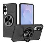 For Samsung Galaxy S25 Edge 5G Alloy Rotating Holder MagSafe Shockproof Phone Case(Black)