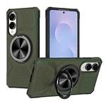 For Samsung Galaxy S25 Edge 5G Alloy Rotating Holder MagSafe Shockproof Phone Case(Army Green)