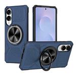 For Samsung Galaxy S25 Edge 5G Alloy Rotating Holder MagSafe Shockproof Phone Case(Blue)