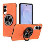 For Samsung Galaxy S25 Edge 5G Alloy Rotating Holder MagSafe Shockproof Phone Case(Orange)