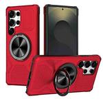 For Samsung Galaxy S25 Ultra 5G Alloy Rotating Holder MagSafe Shockproof Phone Case(Red)