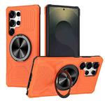 For Samsung Galaxy S25 Ultra 5G Alloy Rotating Holder MagSafe Shockproof Phone Case(Orange)