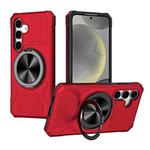 For Samsung Galaxy S24 5G Alloy Rotating Holder MagSafe Shockproof Phone Case(Red)