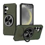 For Samsung Galaxy S24 5G Alloy Rotating Holder MagSafe Shockproof Phone Case(Army Green)