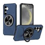 For Samsung Galaxy S24 5G Alloy Rotating Holder MagSafe Shockproof Phone Case(Blue)