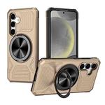 For Samsung Galaxy S24 5G Alloy Rotating Holder MagSafe Shockproof Phone Case(Gold)