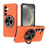For Samsung Galaxy S24 5G Alloy Rotating Holder MagSafe Shockproof Phone Case(Orange)