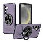 For Samsung Galaxy S24 5G Alloy Rotating Holder MagSafe Shockproof Phone Case(Dark Purple)