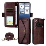 For Nothing Phone 3a Multi-card Slots Crossbody Cowhide Leather Phone Case(Brown)