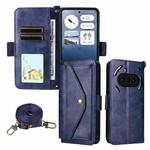 For Nothing Phone 3a Multi-card Slots Crossbody Cowhide Leather Phone Case(Blue)