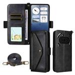 For Nothing Phone 3a Multi-card Slots Crossbody Cowhide Leather Phone Case(Black)