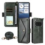 For Nothing Phone 3a Multi-card Slots Crossbody Cowhide Leather Phone Case(Green)