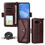 For Google Pixel 8a Multi-card Slots Crossbody Cowhide Leather Phone Case(Brown)