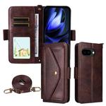 For Google Pixel 9a Multi-card Slots Crossbody Cowhide Leather Phone Case(Brown)