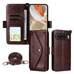 For Google Pixel 10 Pro XL / 9 Pro XL Multi-card Slots Crossbody Cowhide Leather Phone Case(Brown)