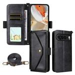 For Google Pixel 10 Pro XL / 9 Pro XL Multi-card Slots Crossbody Cowhide Leather Phone Case(Black)