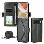 For Google Pixel 10 Pro XL / 9 Pro XL Multi-card Slots Crossbody Cowhide Leather Phone Case(Green)