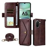 For Redmi A5 4G 173.3mm Multi-card Slots Crossbody Cowhide Leather Phone Case(Brown)