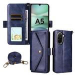 For Redmi A5 4G 173.3mm Multi-card Slots Crossbody Cowhide Leather Phone Case(Blue)