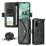 For Redmi A5 4G 173.3mm Multi-card Slots Crossbody Cowhide Leather Phone Case(Green)