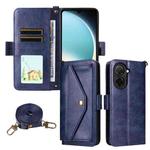 For Xiaomi Poco C71 / Redmi A5 4G 171.7mm Multi-card Slots Crossbody Cowhide Leather Phone Case(Blue)