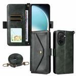For Xiaomi Poco C71 / Redmi A5 4G 171.7mm Multi-card Slots Crossbody Cowhide Leather Phone Case(Green)
