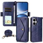For Xiaomi Poco F7 / Redmi Turbo 4 Pro 5G Multi-card Slots Crossbody Cowhide Leather Phone Case(Blue)