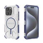 For iPhone 15 Pro BIBERCAS Transparent Color Series MagSafe Air Bag Shockproof Phone Case(Blue)