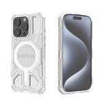 For iPhone 15 Pro BIBERCAS Transparent Color Series MagSafe Air Bag Shockproof Phone Case(White)