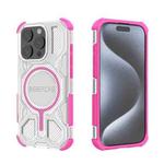 For iPhone 15 Pro BIBERCAS Transparent Color Series MagSafe Air Bag Shockproof Phone Case(Pink)