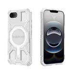 For iPhone 16e BIBERCAS Transparent Color Series MagSafe Air Bag Shockproof Phone Case(White)