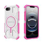 For iPhone 16e BIBERCAS Transparent Color Series MagSafe Air Bag Shockproof Phone Case(Pink)