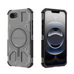 For iPhone 16e BIBERCAS Transparent Color Series MagSafe Air Bag Shockproof Phone Case(Black)