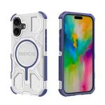 For iPhone 16 BIBERCAS Transparent Color Series MagSafe Air Bag Shockproof Phone Case(Blue)