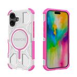 For iPhone 16 BIBERCAS Transparent Color Series MagSafe Air Bag Shockproof Phone Case(Pink)