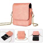 For Motorola Razr 60 / 50 / 40 Ultra Mini Long Shoulder Chain Crossbody Folding Magnetic Leather Phone Bag(Pink)