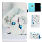 For Samsung Galaxy Tab S8 / Galaxy Tab S7 11.0 T870 Colored Drawing Pattern Horizontal Flip PU Leather Case with Holder & Card Slots & Anti-skid Strip & Sleep / Wake-up Function(White Cat)
