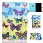 For Samsung Galaxy Tab S8 / Galaxy Tab S7 11.0 T870 Colored Drawing Pattern Horizontal Flip PU Leather Case with Holder & Card Slots & Anti-skid Strip & Sleep / Wake-up Function(Colorful Butterflies)