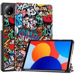 For Xiaomi Redmi Pad SE 8.7 Custer Painted 3-Fold Stand Leather Smart Tablet Case(Graffiti)