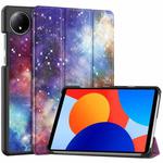 For Xiaomi Redmi Pad SE 8.7 Custer Painted 3-Fold Stand Leather Smart Tablet Case(Milky Way)