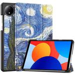 For Xiaomi Redmi Pad SE 8.7 Custer Painted 3-Fold Stand Leather Smart Tablet Case(Starry Sky)