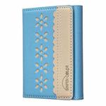 BFK25 BINFEN Color Flowers Magsafe Magnetic Leather Card Bag(Light Blue)