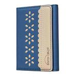 BFK25 BINFEN Color Flowers Magsafe Magnetic Leather Card Bag(Dark Blue)