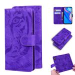 For Huawei P smart Z / Y9 Prime (2019) Tiger Embossing Pattern Horizontal Flip Leather Case with Holder & Card Slots & Wallet(Purple)