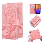 For Huawei Y5p Tiger Embossing Pattern Horizontal Flip Leather Case with Holder & Card Slots & Wallet(Pink)