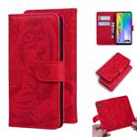 For Huawei Y6p Tiger Embossing Pattern Horizontal Flip Leather Case with Holder & Card Slots & Wallet(Red)