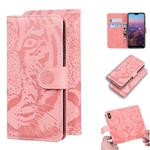 For Huawei P20 Tiger Embossing Pattern Horizontal Flip Leather Case with Holder & Card Slots & Wallet(Pink)