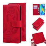 For Huawei P30 Tiger Embossing Pattern Horizontal Flip Leather Case with Holder & Card Slots & Wallet(Red)