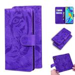 For Huawei P30 Pro Tiger Embossing Pattern Horizontal Flip Leather Case with Holder & Card Slots & Wallet(Purple)