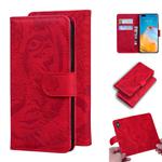 For Huawei P40 Pro Tiger Embossing Pattern Horizontal Flip Leather Case with Holder & Card Slots & Wallet(Red)